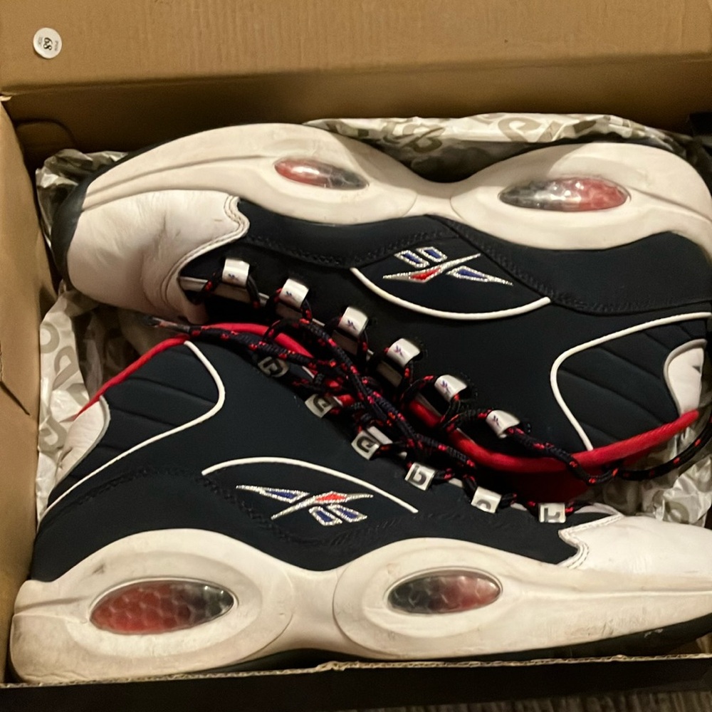 Reebok Black and White Athletic Shoes with High-Top Design
